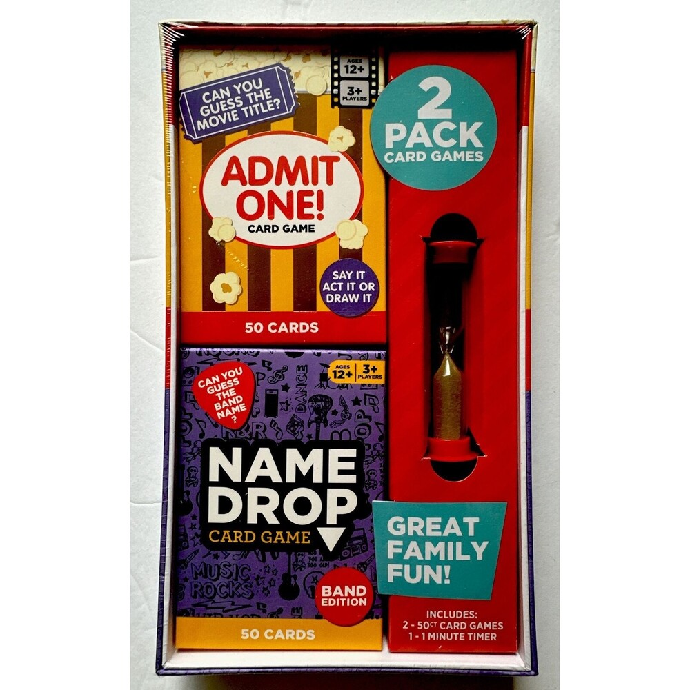 2-pack card family games/timer/Admit one/Name drop/new/sealed